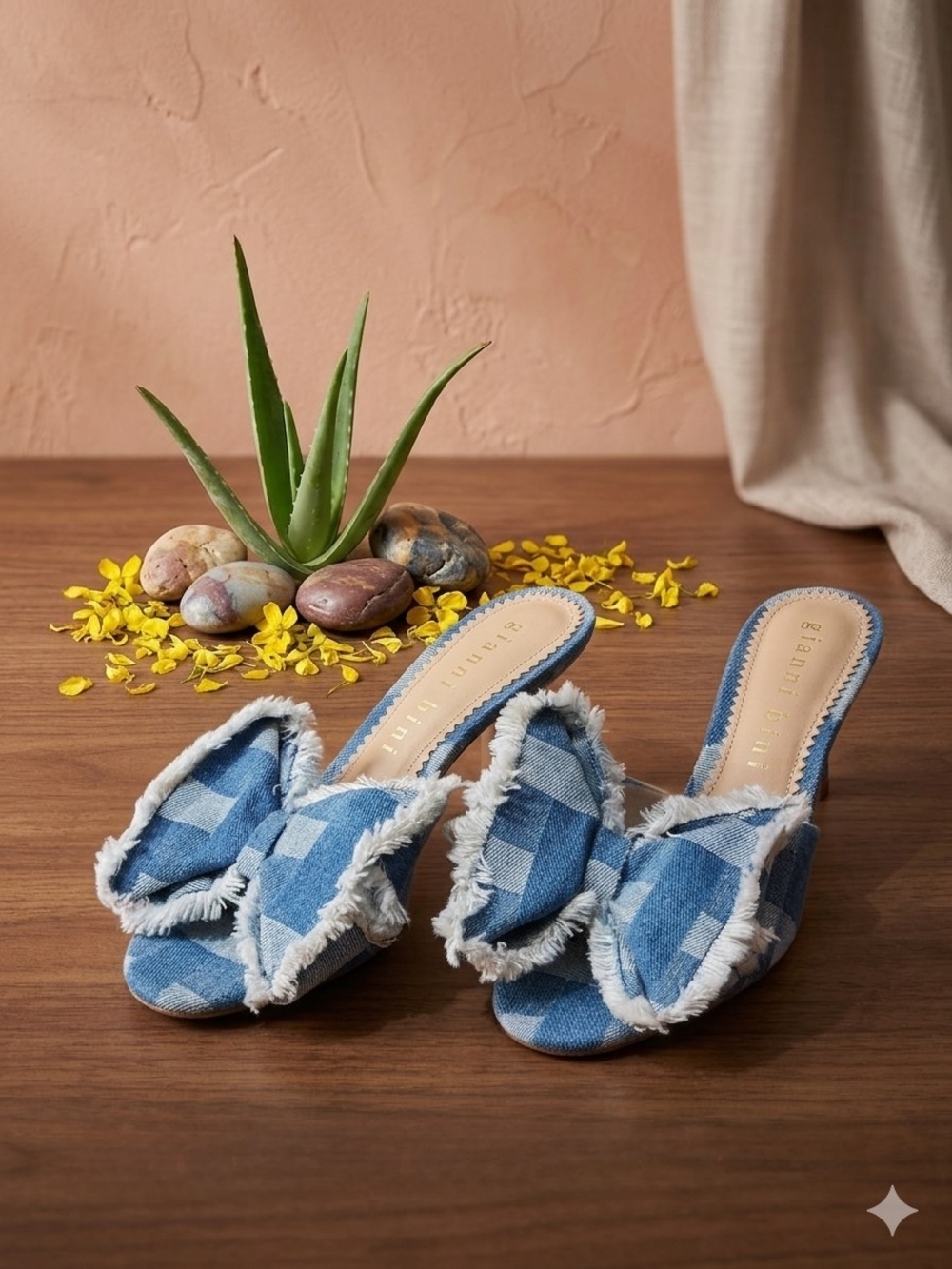 Gianni Bini Wendell Patchwork Denim Bow Dress Slide Sandals Size 8